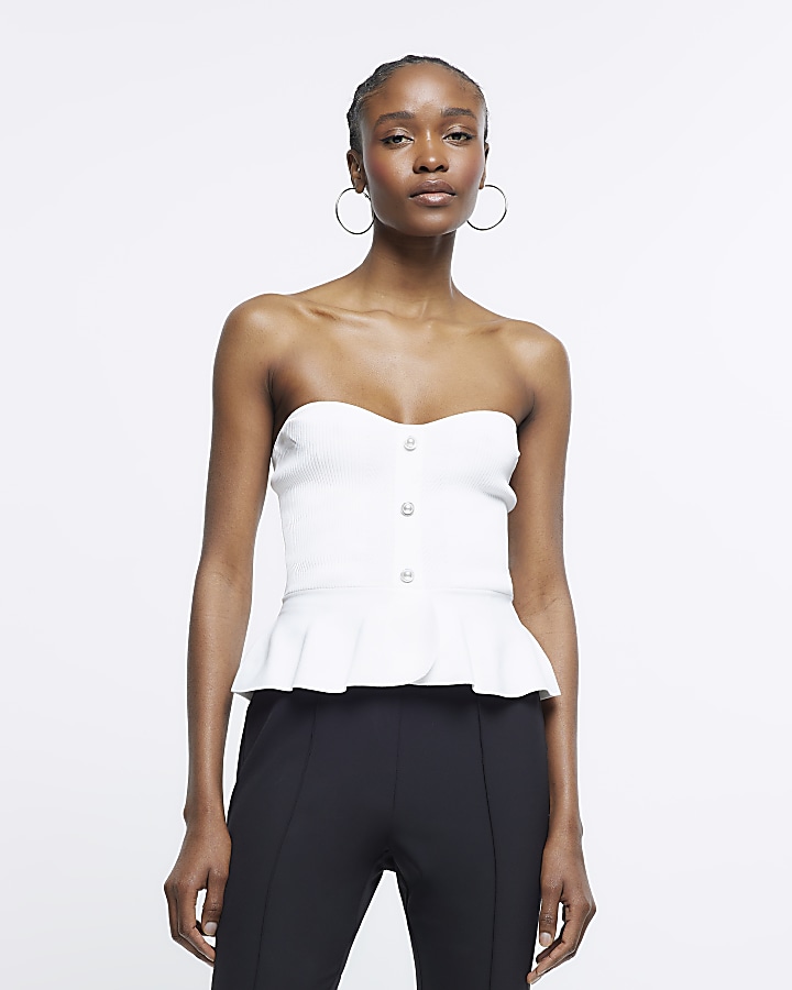 Premium Tailored Bandeau Peplum Top