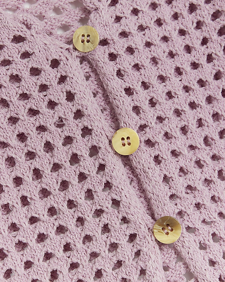 Pink crochet crop cardigan