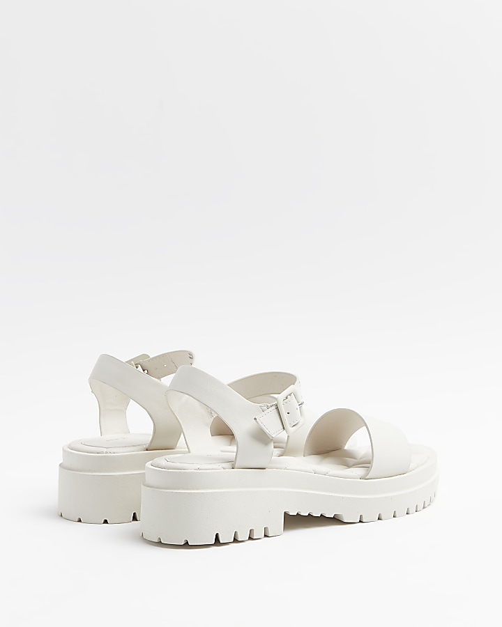 White chunky quilted sandals