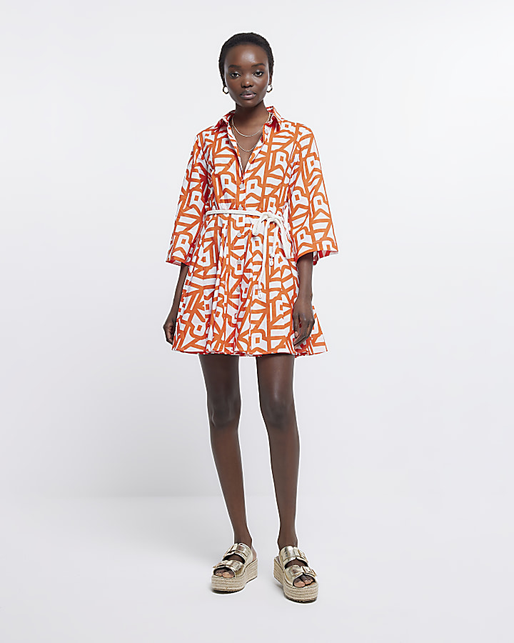 Geometric print best sale shirt dress