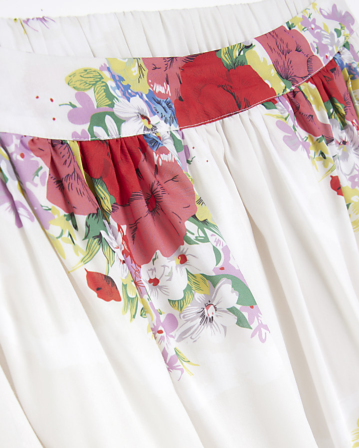 White floral maxi skirt