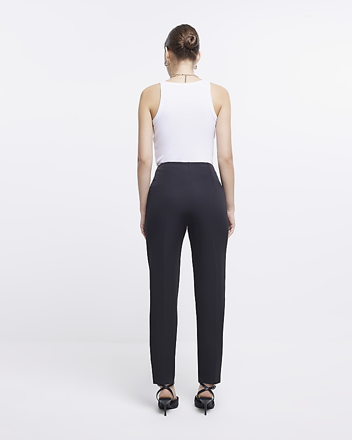 Black high waisted cigarette trousers | River Island