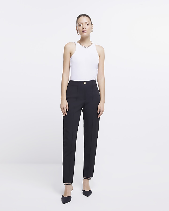 Black high waisted cigarette trousers