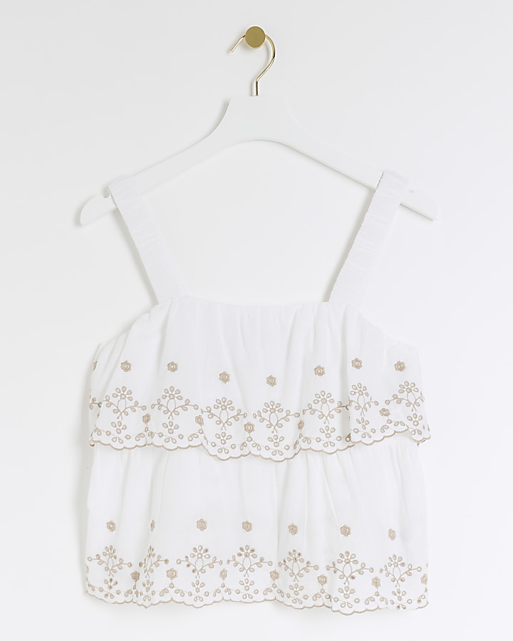 White Broderie Cami Top