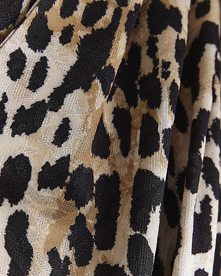 Brown leopard print wrap mini dress