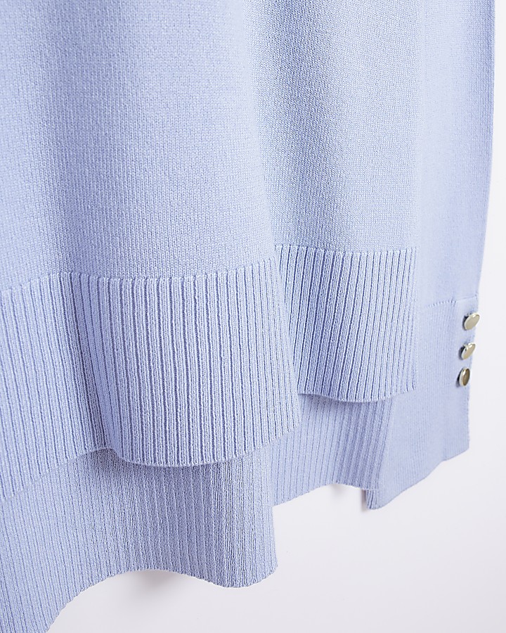 Blue knit long sleeve top