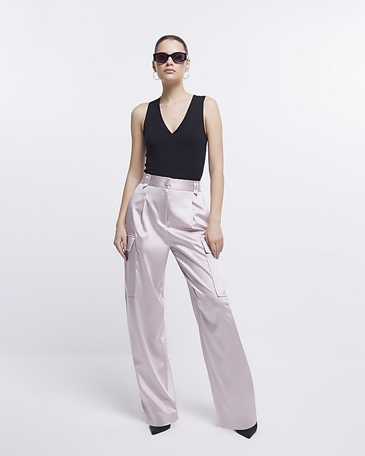 Pink Cargo Satin Trousers