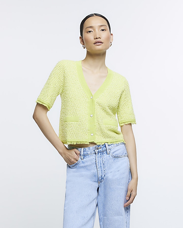 Lime green 2025 cropped cardigan