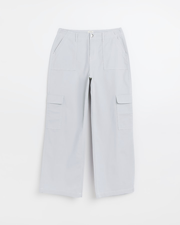 Grey utility cargo trousers