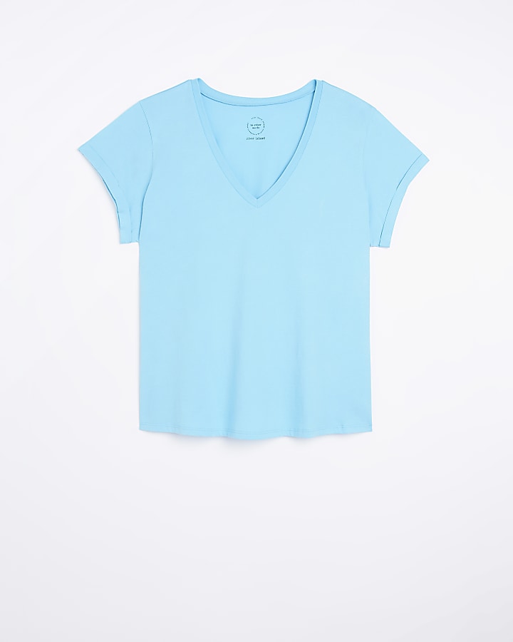Plus blue v neck tshirt River Island