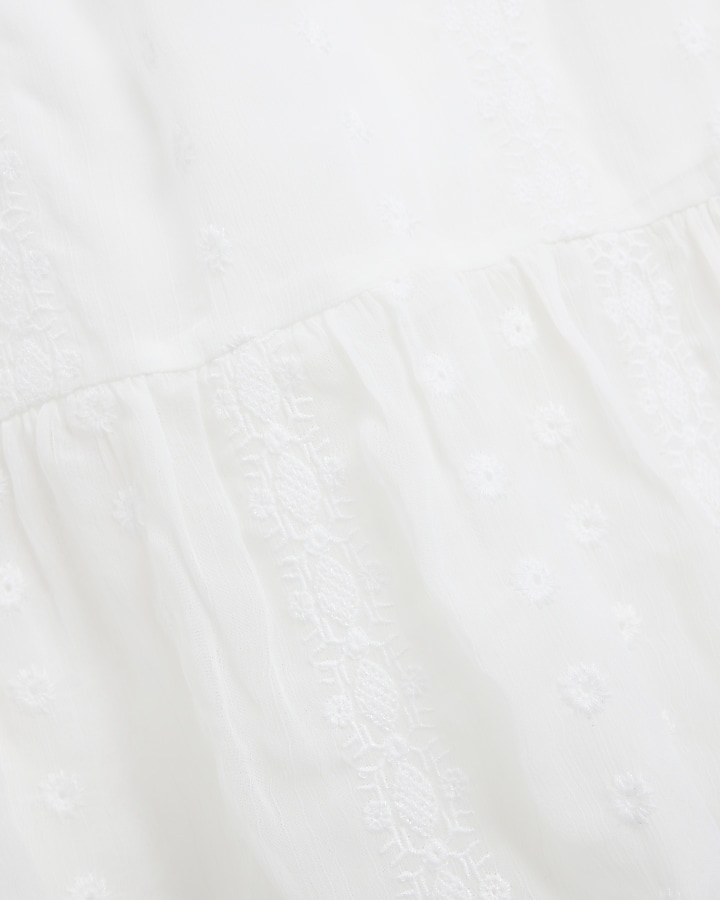 Cream chiffon textured maxi skirt