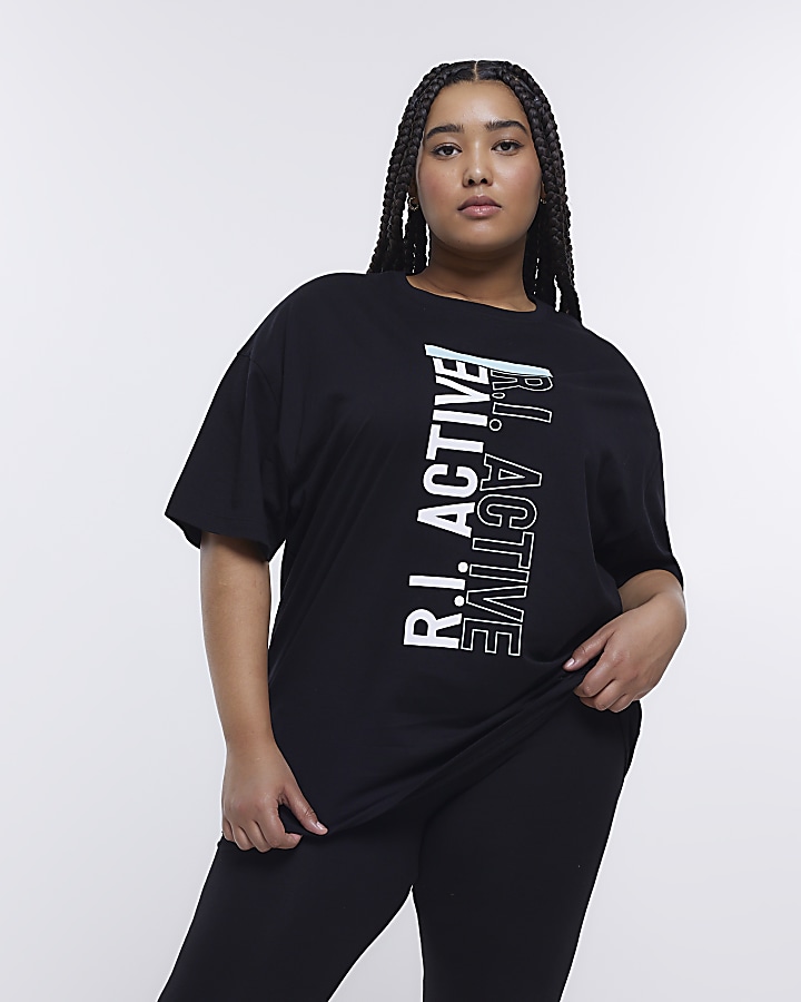 Plus black RI Active graphic print t-shirt