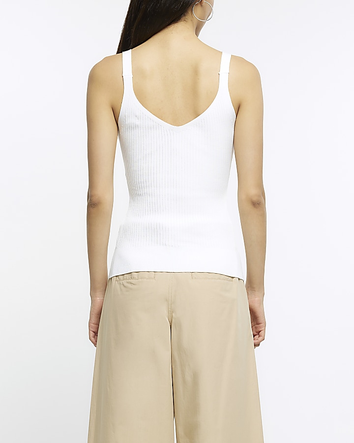 White ribbed knitted vest top