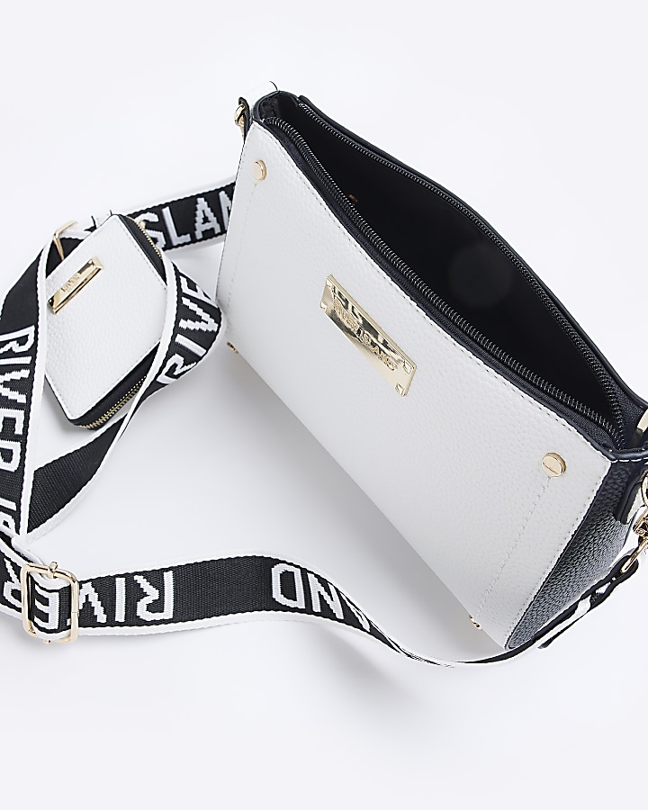 White RI monogram cross body bag River Island
