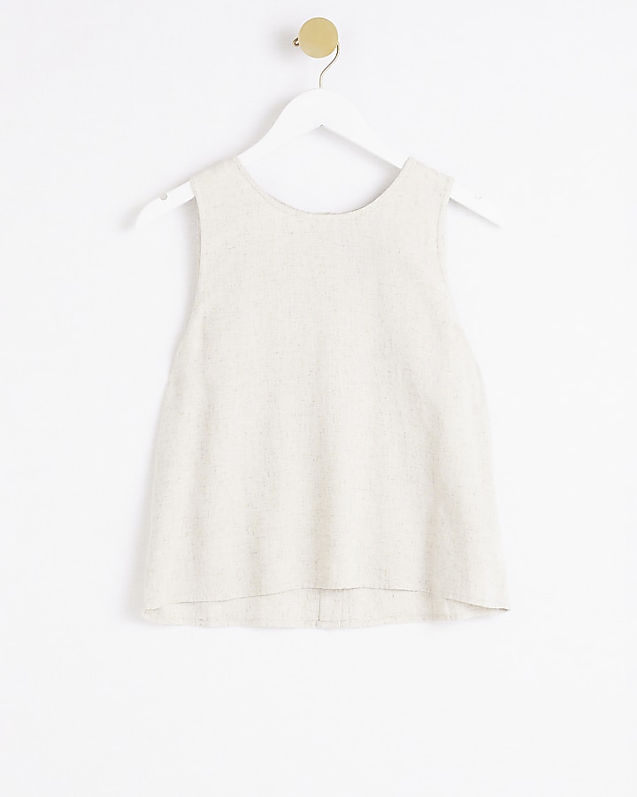 Beige vest top with linen River Island