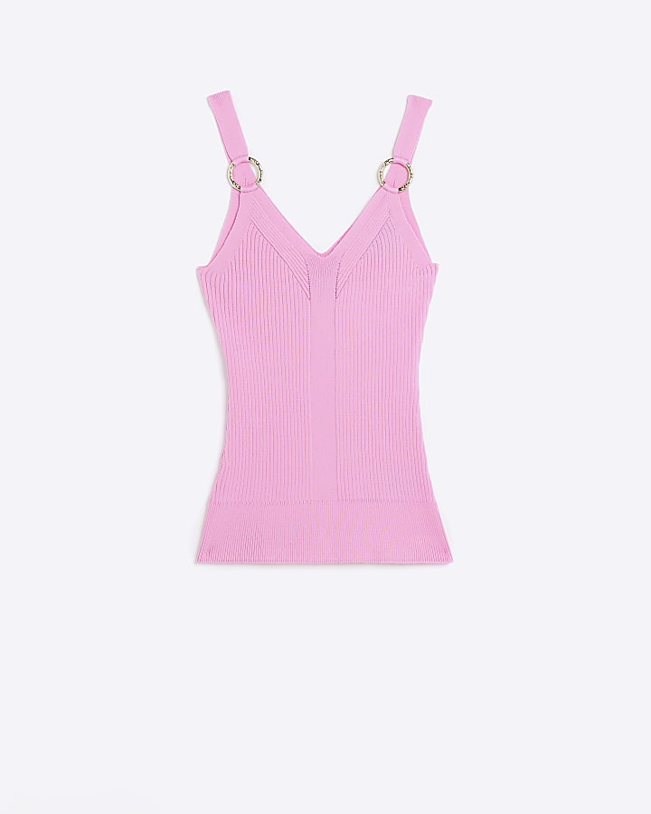 Pink ribbed knitted vest
