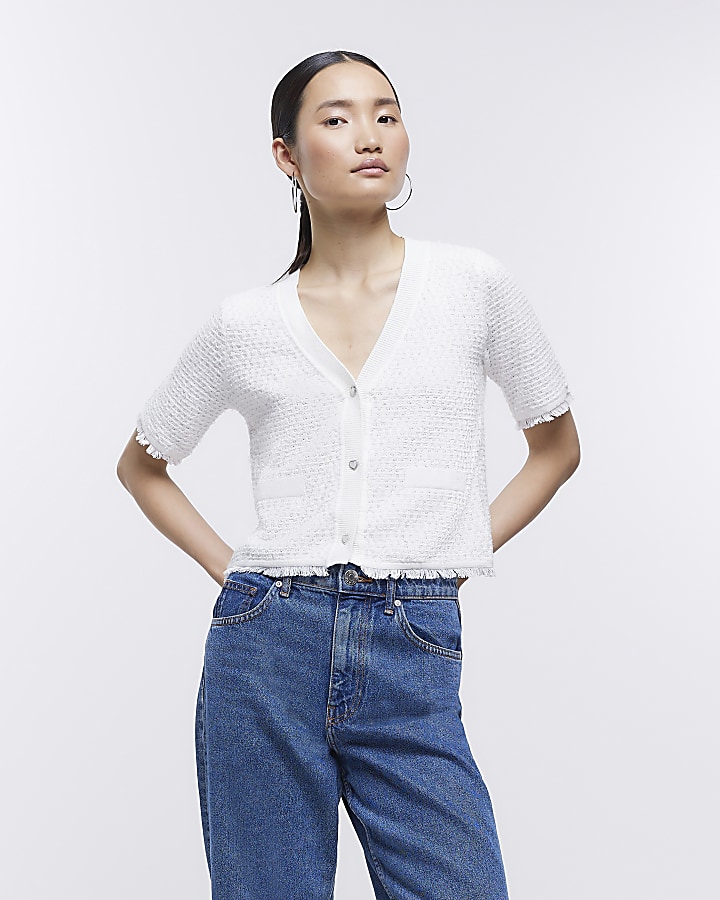 Short sleeve outlet button sweater