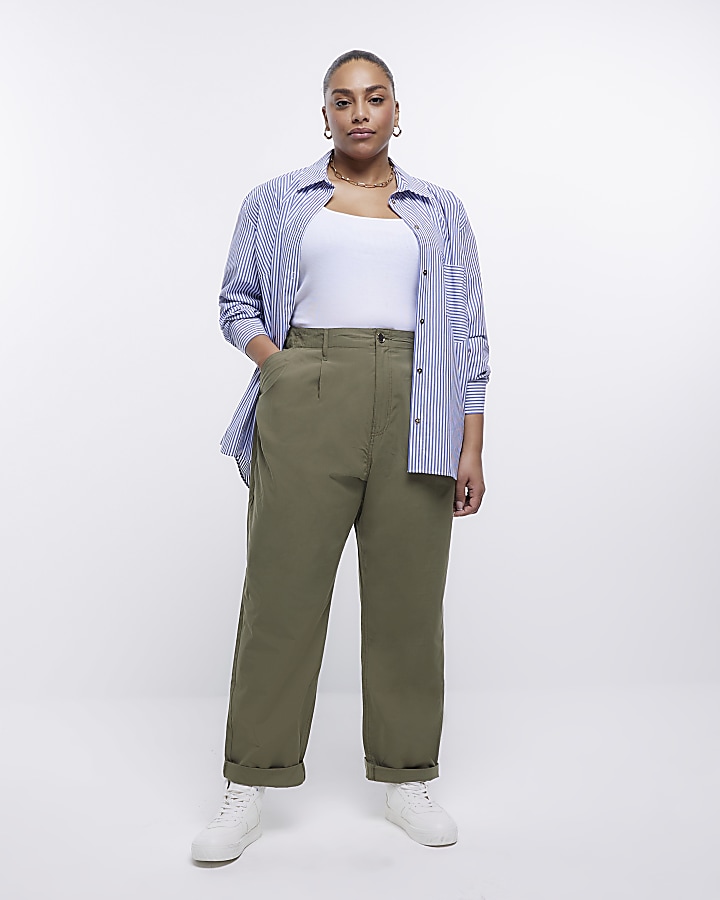 Plus size wide leg chinos sale