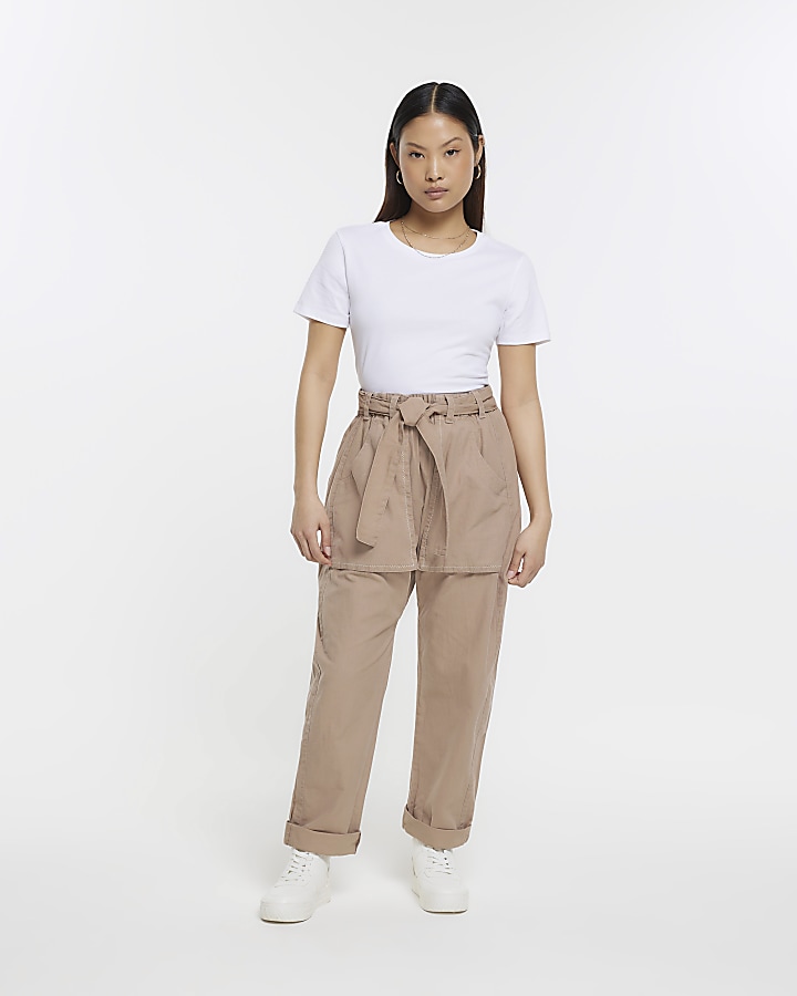 Petite beige shop trousers