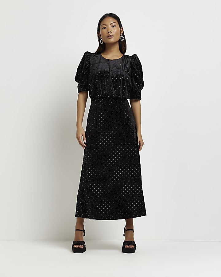 Black velvet dress outlet river island