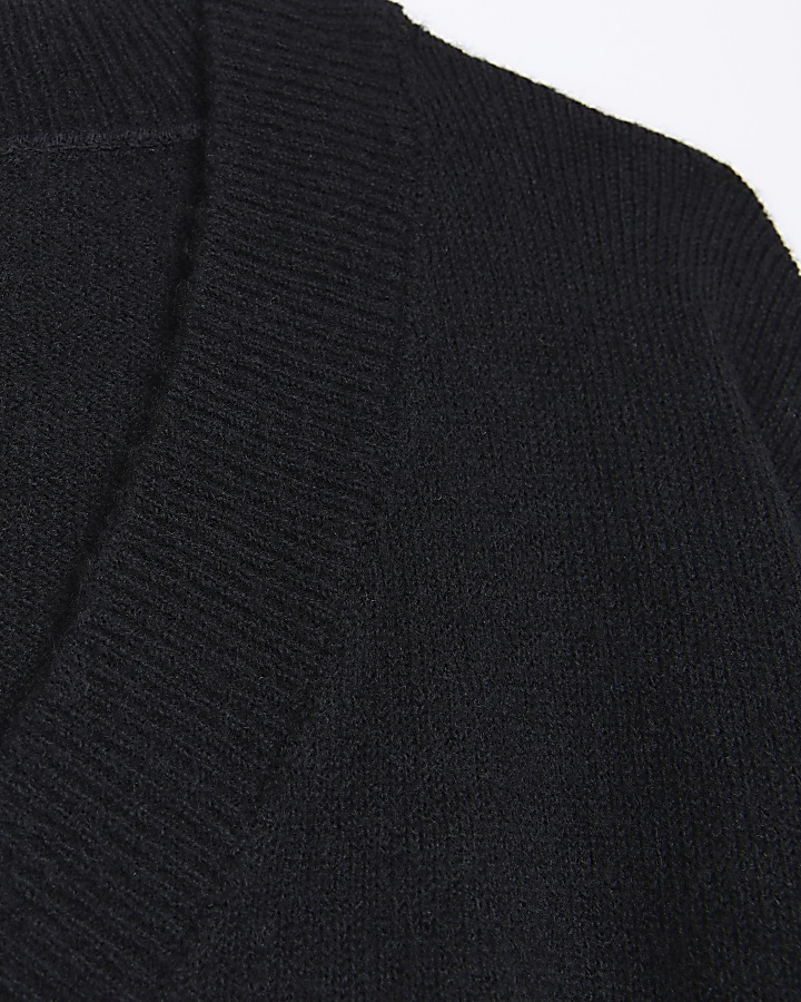 Black knit belted jumper mini dress