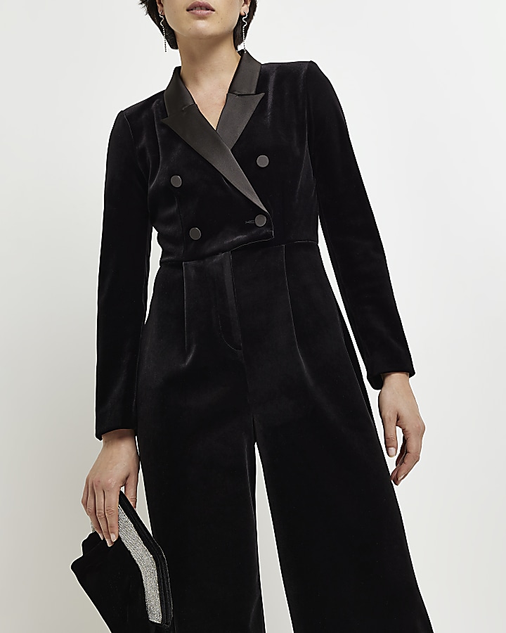 River island hot sale velvet jumpsuit