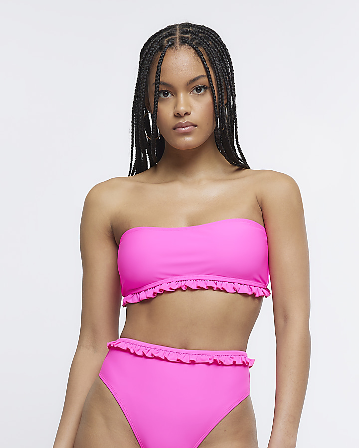 Frill bandeau sale bikini top