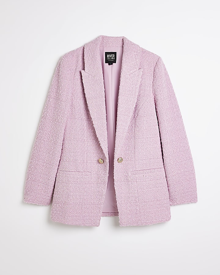 Pink boucle blazer | River Island