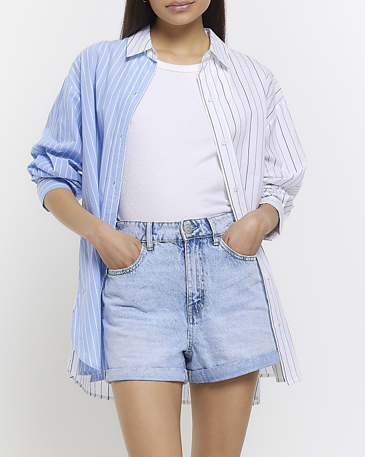 Blue denim mom shorts | River Island