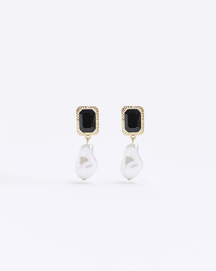 Black pearl drop earrings