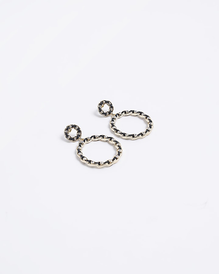 Black embellished drop earrings