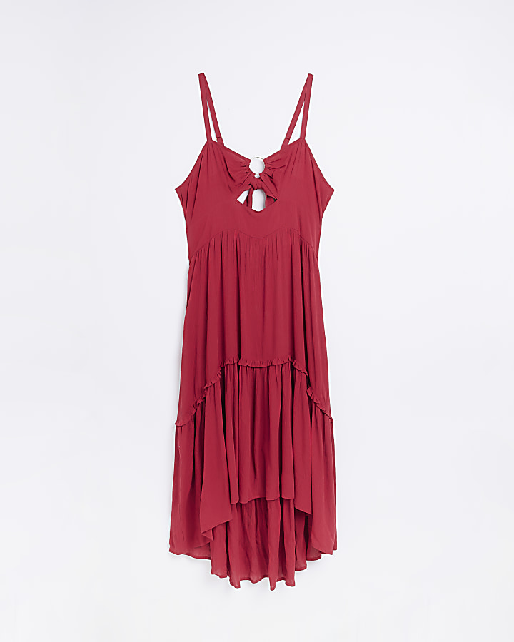 Plus red cut out maxi dress