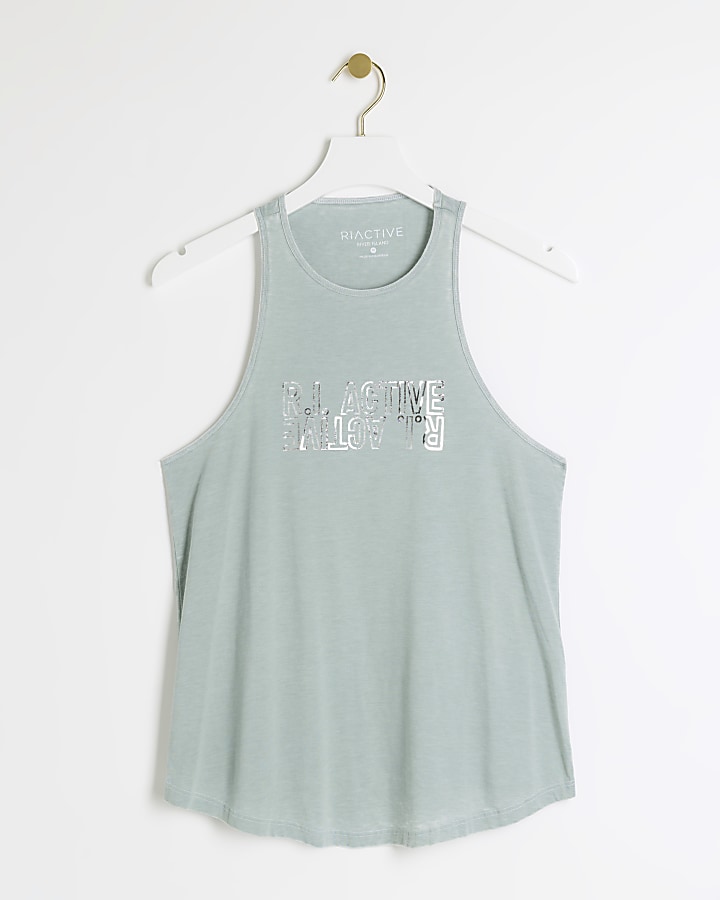 Green foil graphic tank top