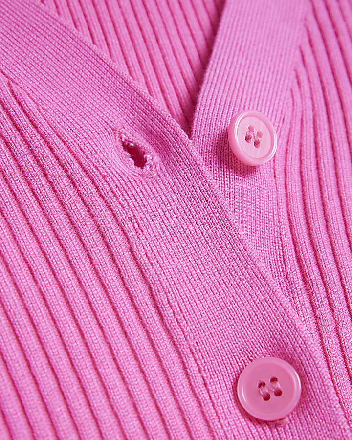 Pink knit long sleeve cardigan