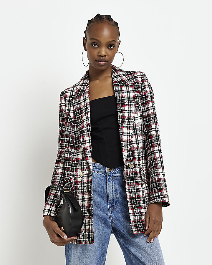 Cream tartan blazer