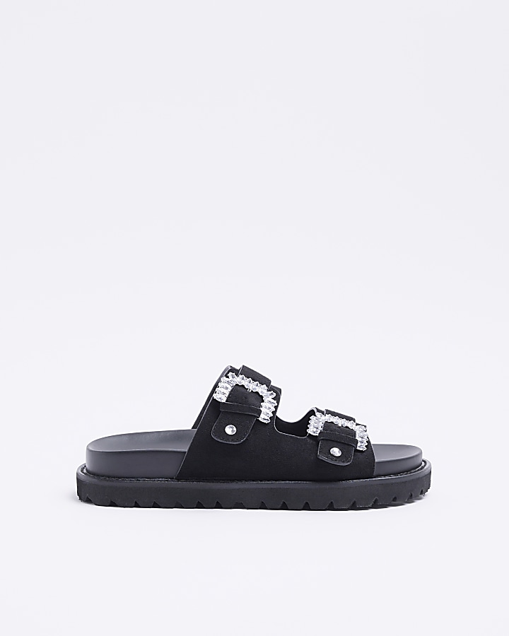 Black slides hot sale with buckle