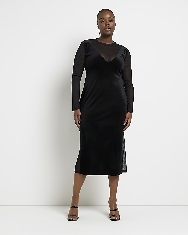 Long sleeve midi hotsell bodycon dress plus size