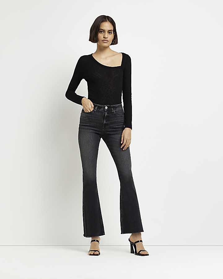 High waist crop flare jeans sale