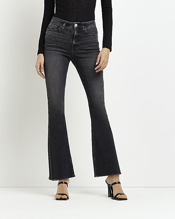 Black high waist crop flare jeans