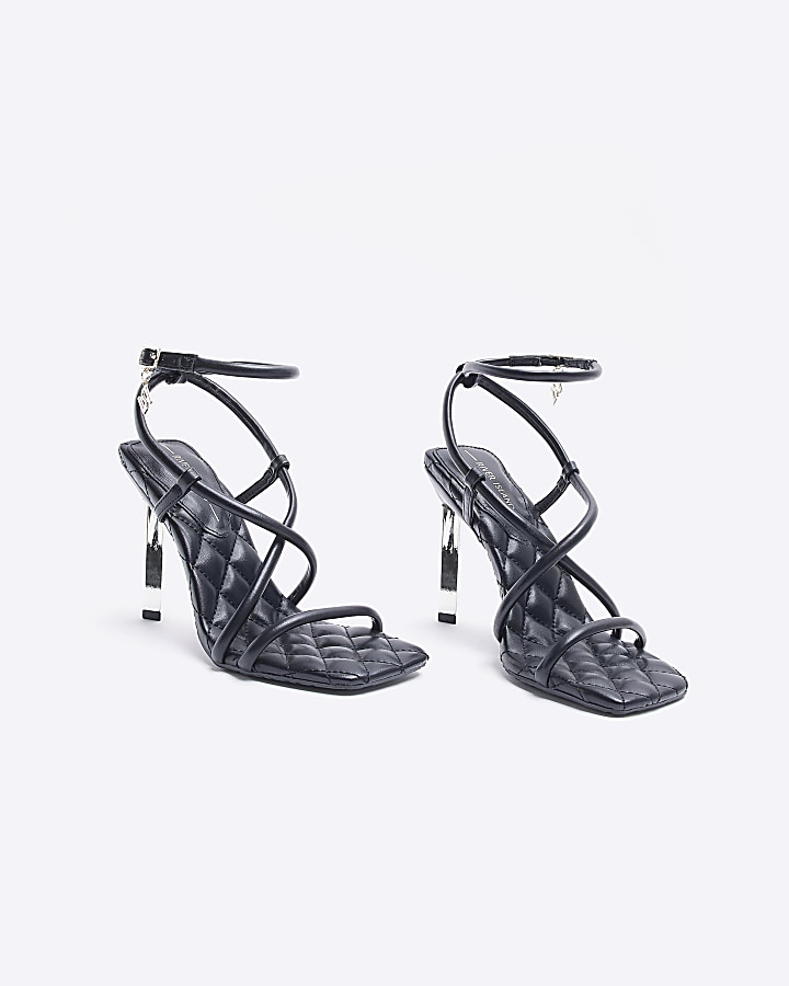Black wide fit heeled sandals