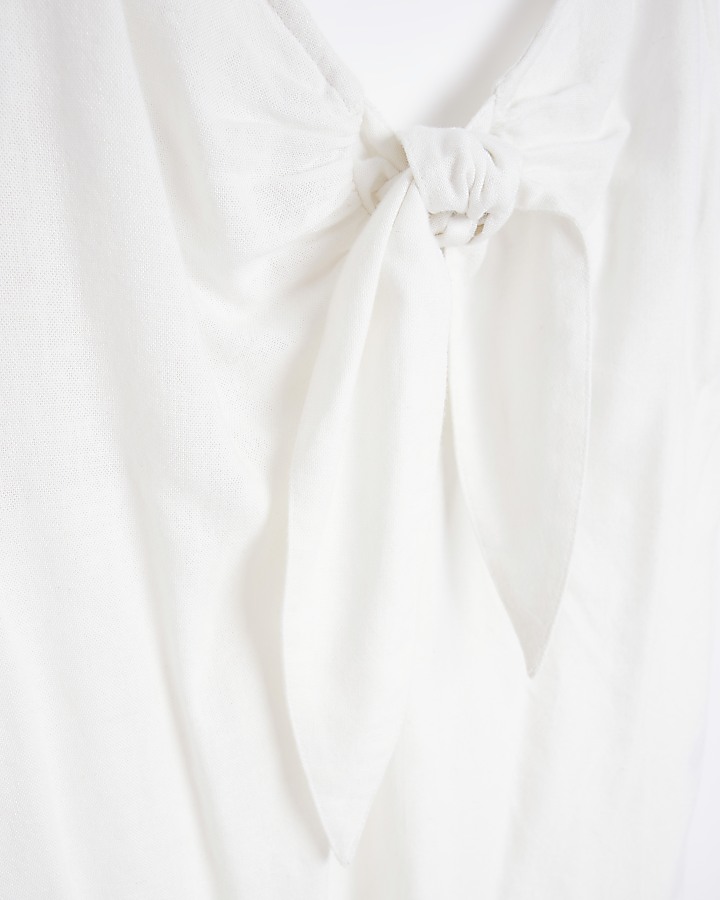 White linen bow cami top