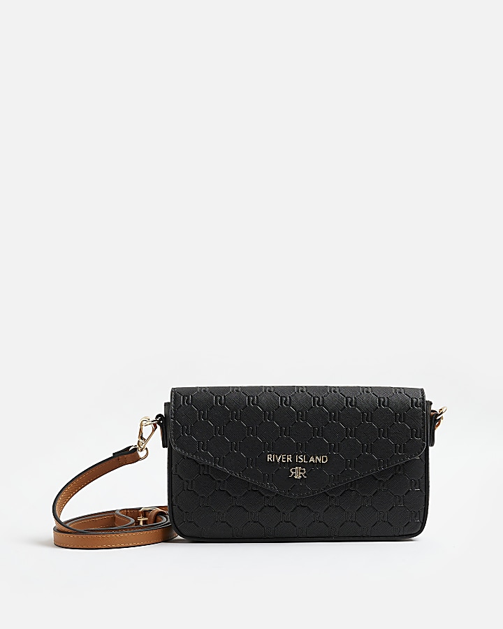 Black ri monogram cross body bag new arrivals