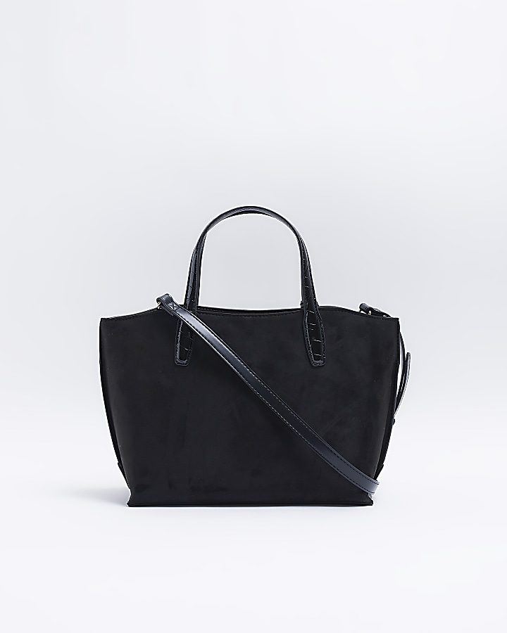 Black large embossed tote bag