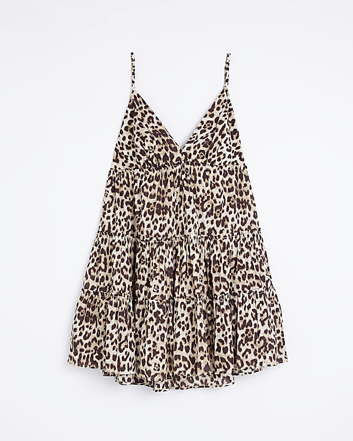 Plus Brown Leopard Print Mini Dress