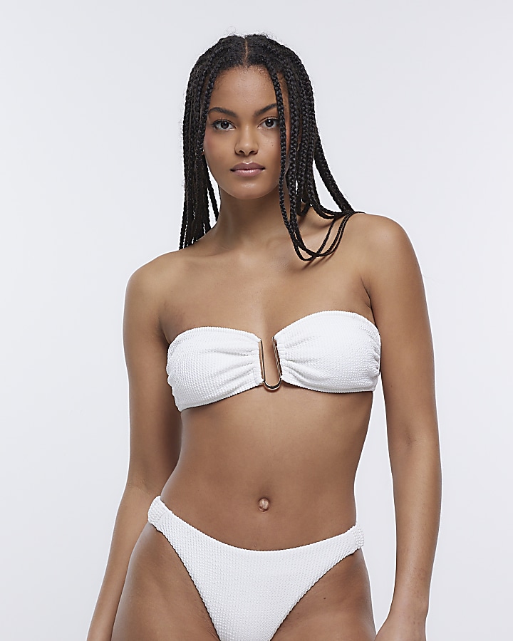 White bandeau cheap swimsuit top