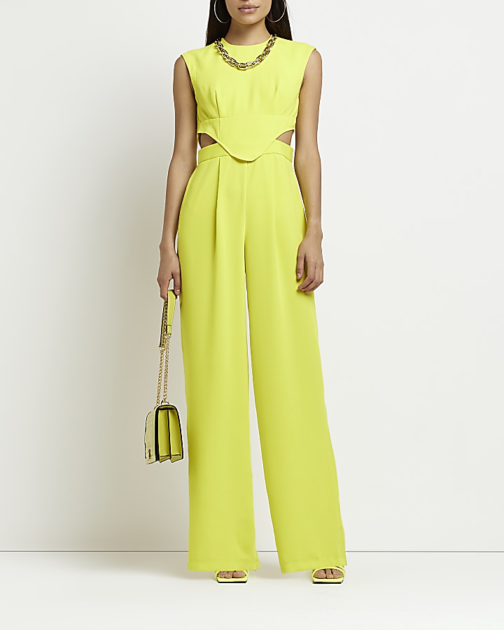 Lime Cut Out Wide Leg Jumpsuit