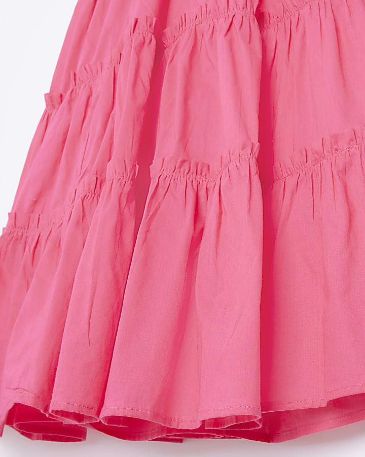 Pink frill tiered beach cami mini dress
