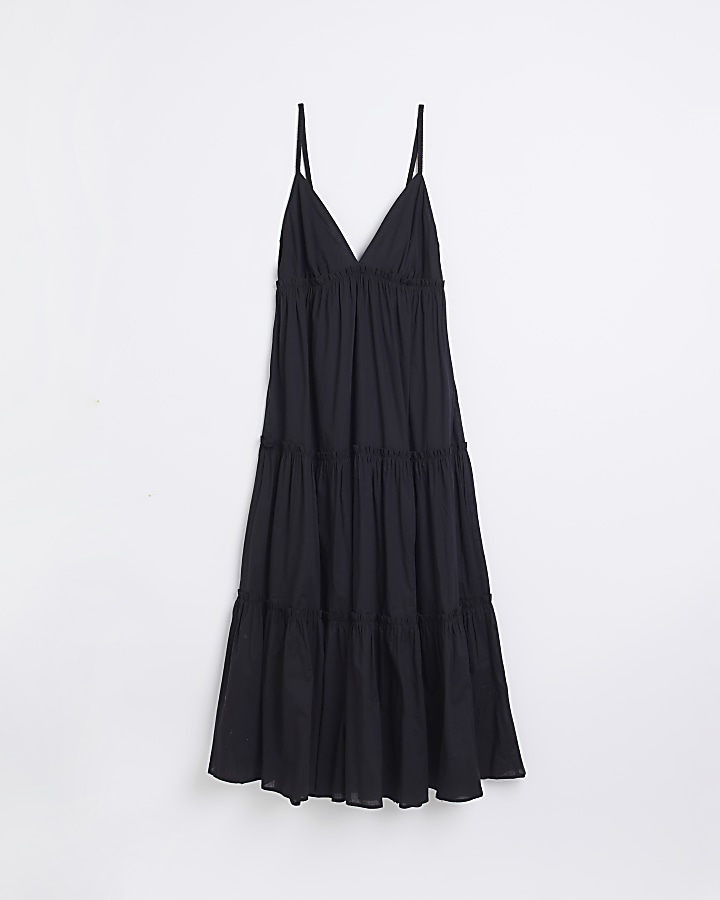 Black tiered cami beach midi dress