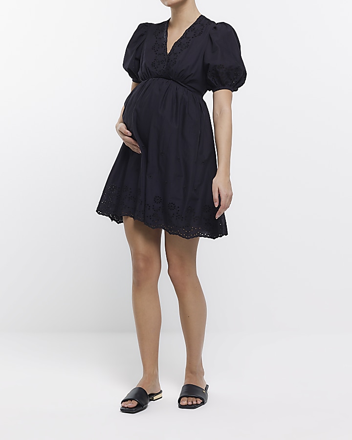 Black maternity skater clearance dress