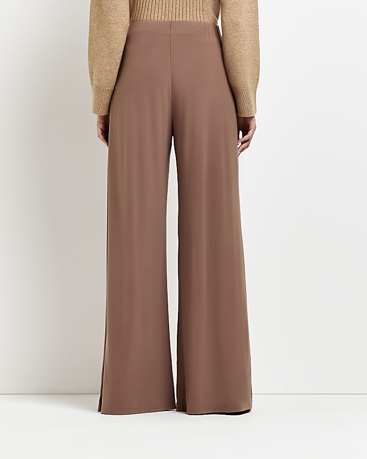 Brown wide leg palazzo trousers